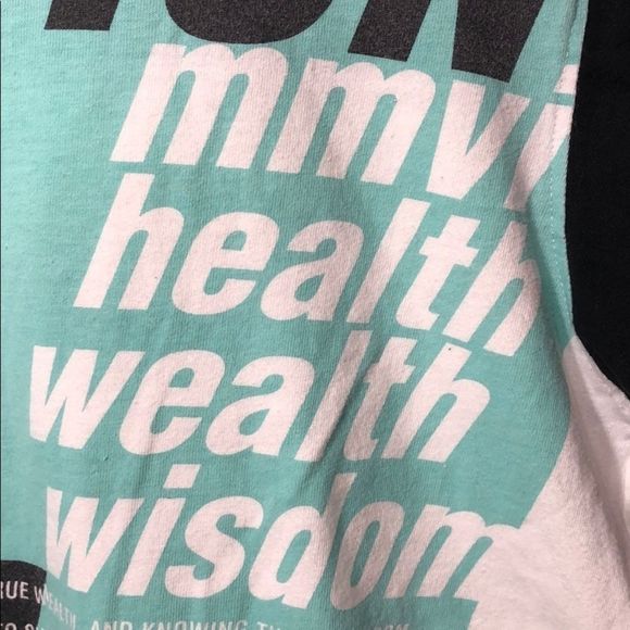 Parish t-shirt graphic tee asymmetric sleeves health wealth wisdom men's small - Picture 4 of 7